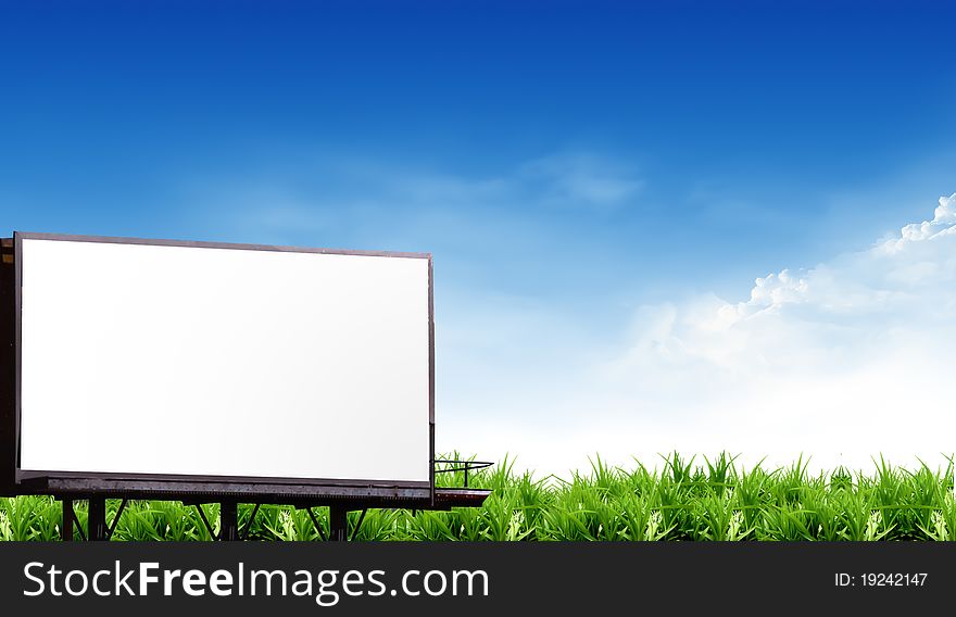 Empty billboard on background of blue sky. Empty billboard on background of blue sky