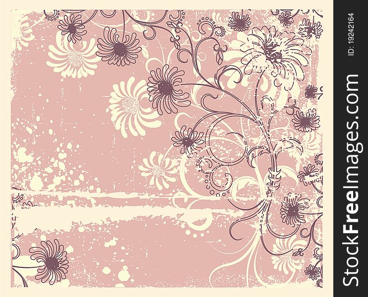 Vector floral decoration .Vintage flowers background