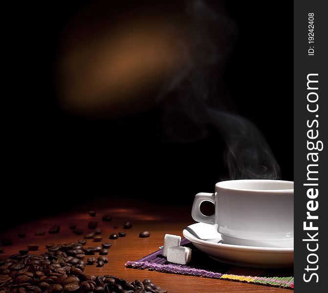 Beautiful coffee still-life on a black background