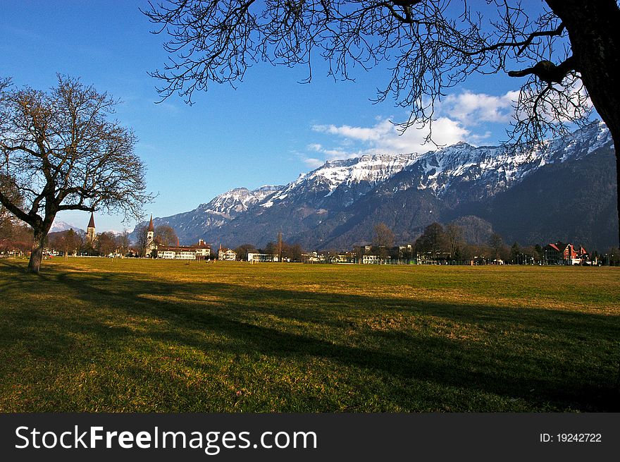 Swiss Village In The Alps,Switzerland. Swiss Village In The Alps,Switzerland.