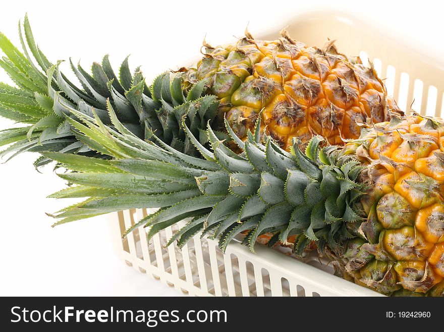 Two pineapple at the white background, isolated
