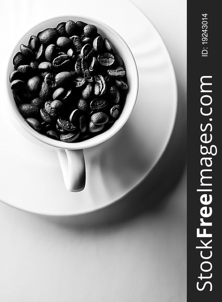 Black and white photo. cup of coffee