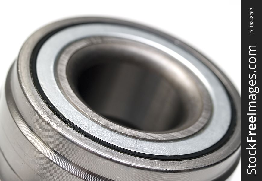 Metal hub bearings on a white