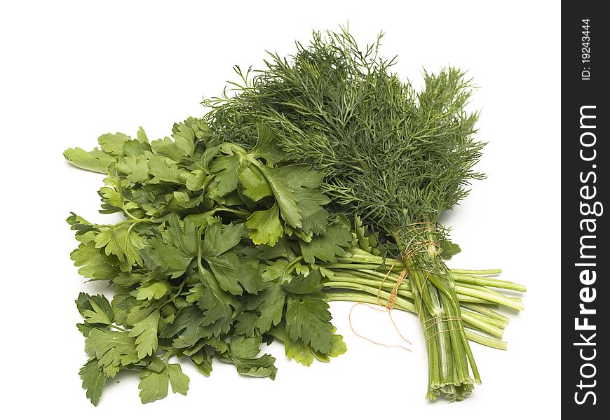 Dill parsley to spices bunch isolated on white background