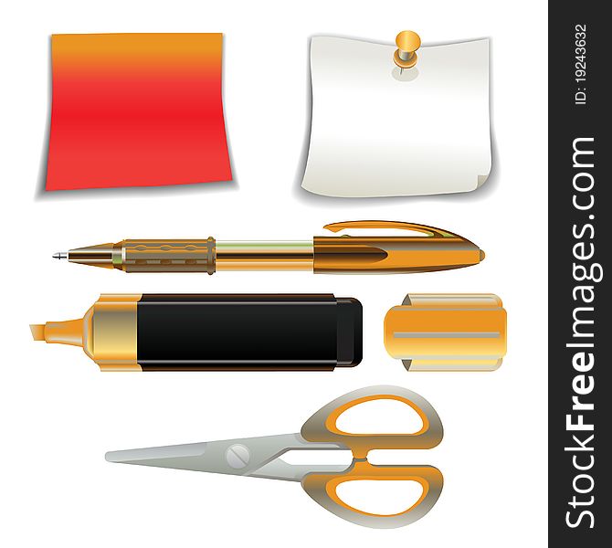 Vector Illustration of the office supplies icon set.