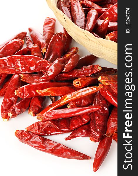 Dried red pepper on white