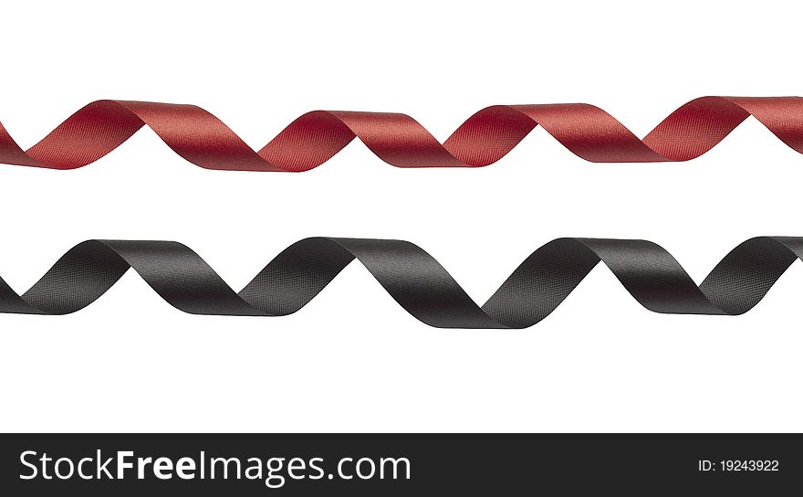 Red and black ribbon on white background