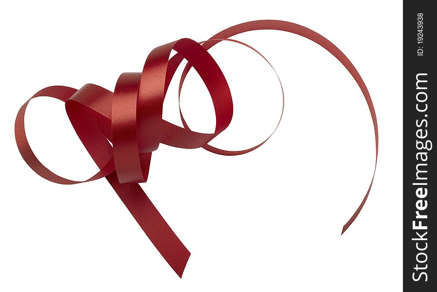 Red ribbon on white background