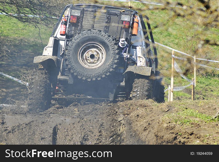 Off-road car 4x4 all wheel drive in extreme competition. Off-road car 4x4 all wheel drive in extreme competition