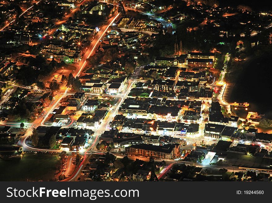 Light Trail Of Queenstown, New Zealand