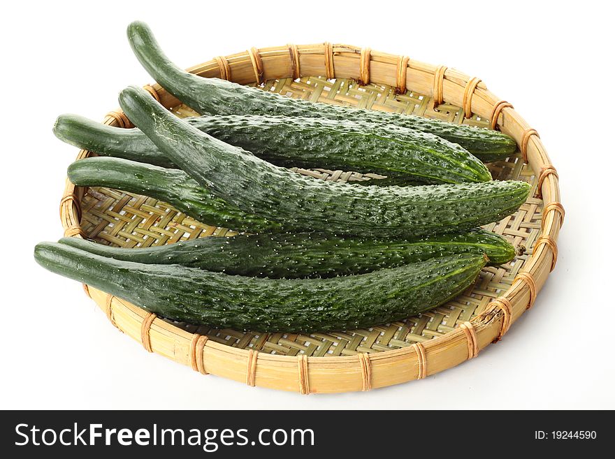 Fresh cucumbers on white background