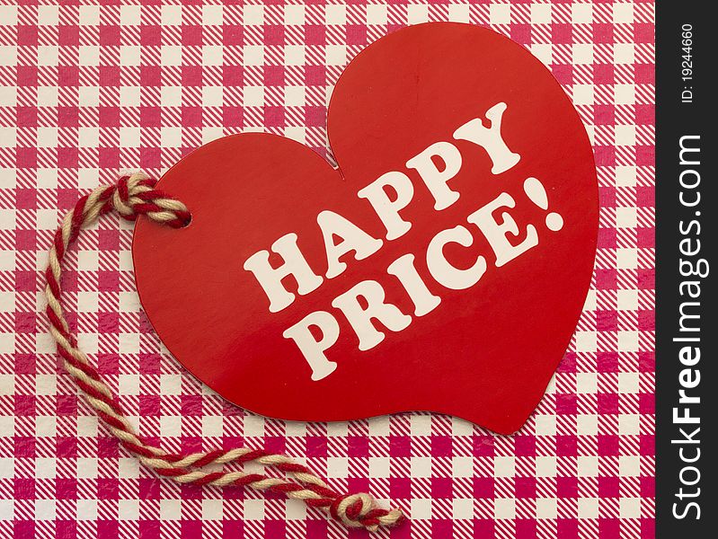 In the shape orf heart and happy price title. In the shape orf heart and happy price title