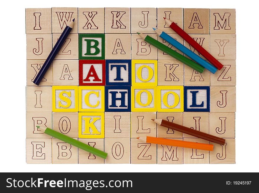 From wooden blocks made up the phrase back to school. From wooden blocks made up the phrase back to school.