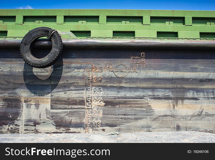 Water line of a cargo ship