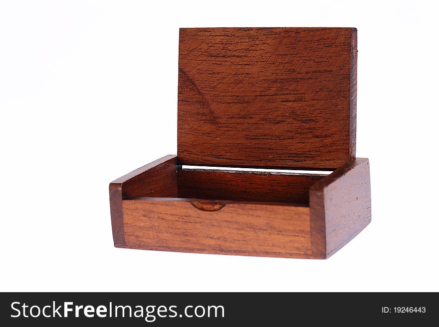 Wood chest open the lid on white background ,