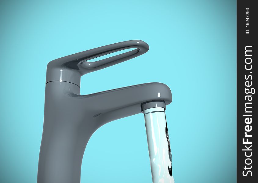 Modern stainless steel tap - this is 3d render illustration