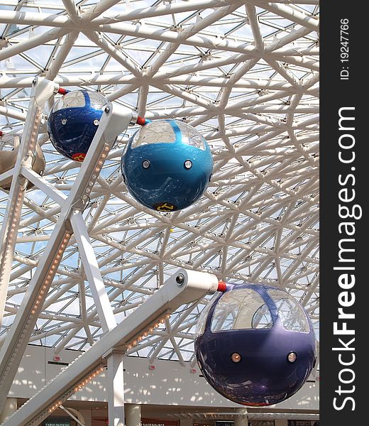 Ferris wheel indoors in an amusement park