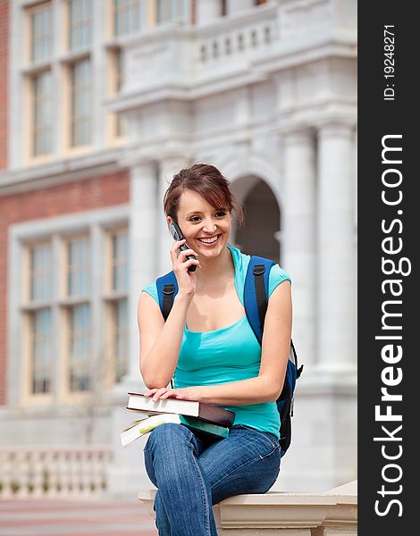 Female Student On Cell Phone