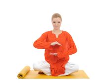 Series Or Yoga Photos.young Meditating Woman Stock Photo