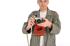 Professional Photographer With Film Camera Stock Image Professional Photographer With Film Camera Stock Image