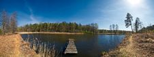 Lake With A Bridge Panorama Royalty Free Stock Photography