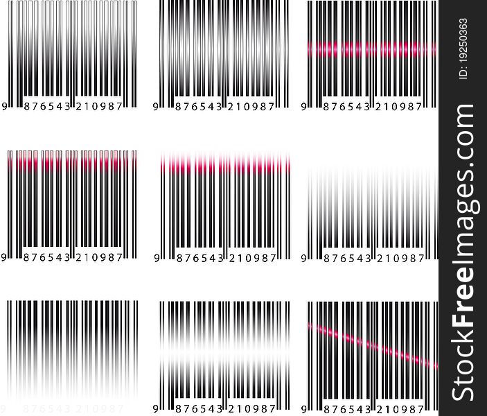 Bar codes with scanning rays. Bar codes with scanning rays