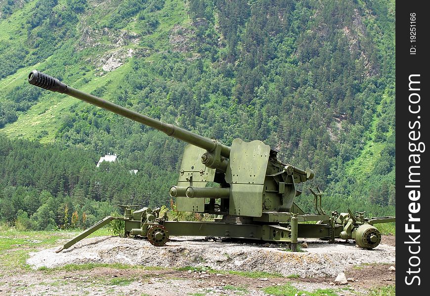 Anti-avalanche cannon at Caucasus Mountains