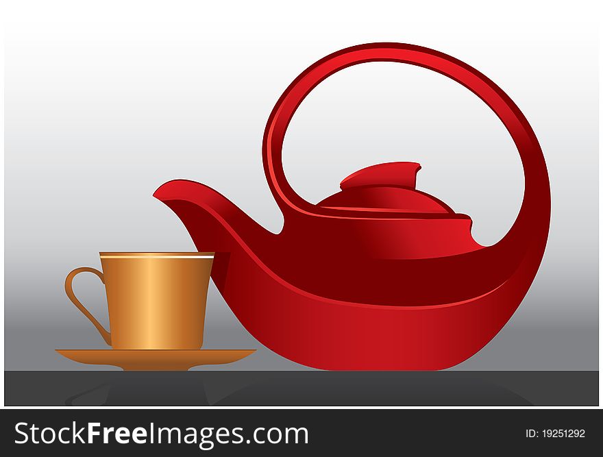 Elegant Teapot And Cup