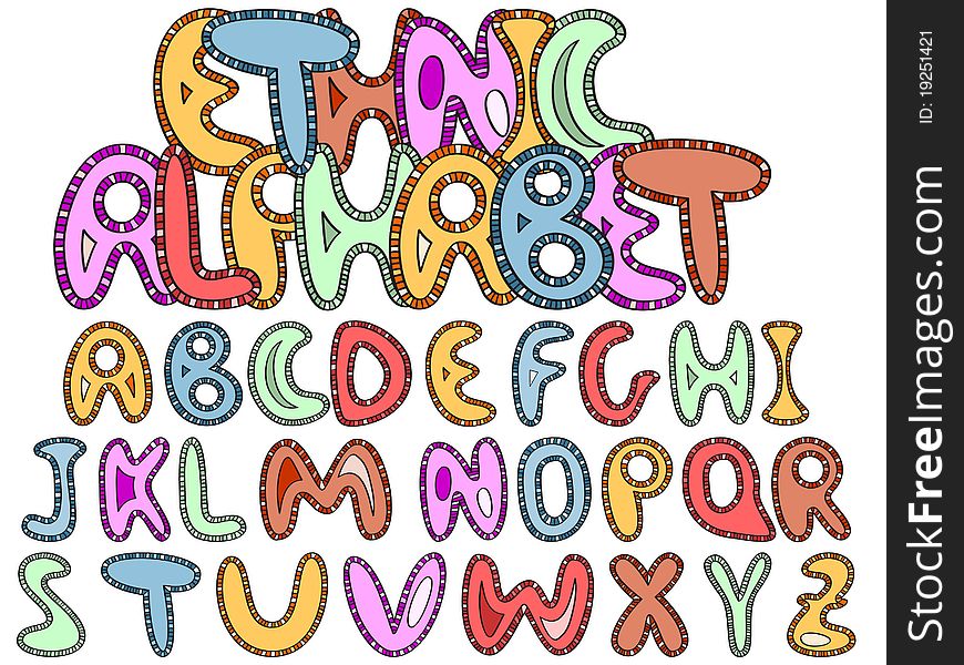 Ethnic bright letters of latin alphabet. Ethnic bright letters of latin alphabet