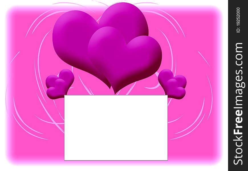 Pink Background With Double Hearts