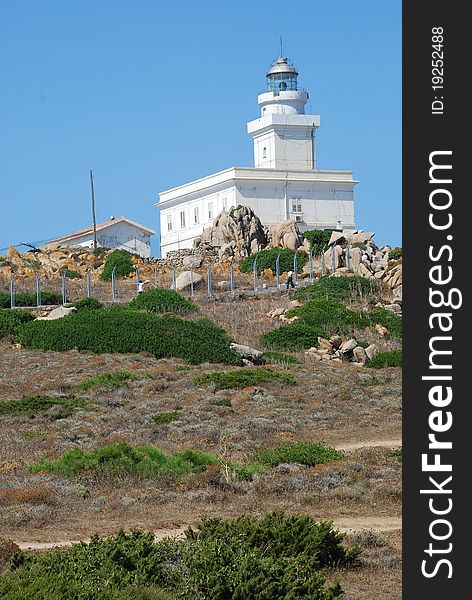 Lighthouse in the Capo Testa cape, the very North point of Sardegna Island. Lighthouse in the Capo Testa cape, the very North point of Sardegna Island