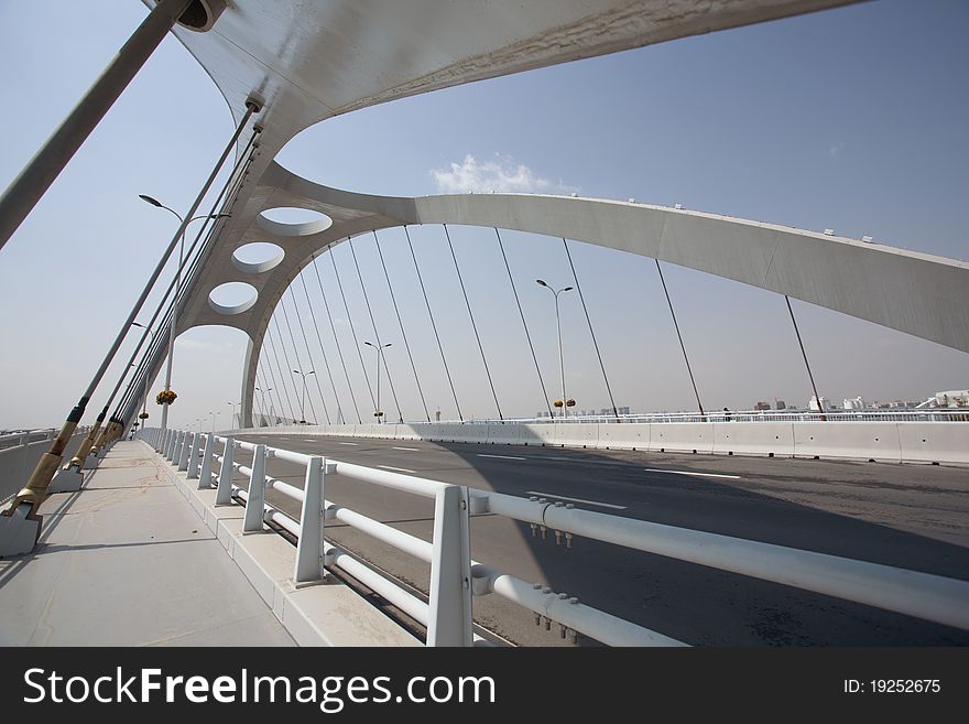 This is a modern steel bridge in Shanghai Pudong, is a very beautiful bridge,. This is a modern steel bridge in Shanghai Pudong, is a very beautiful bridge,