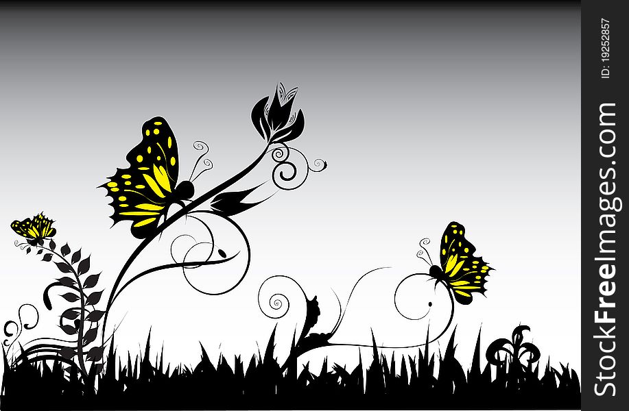 Beautiful butterfly and flowers design