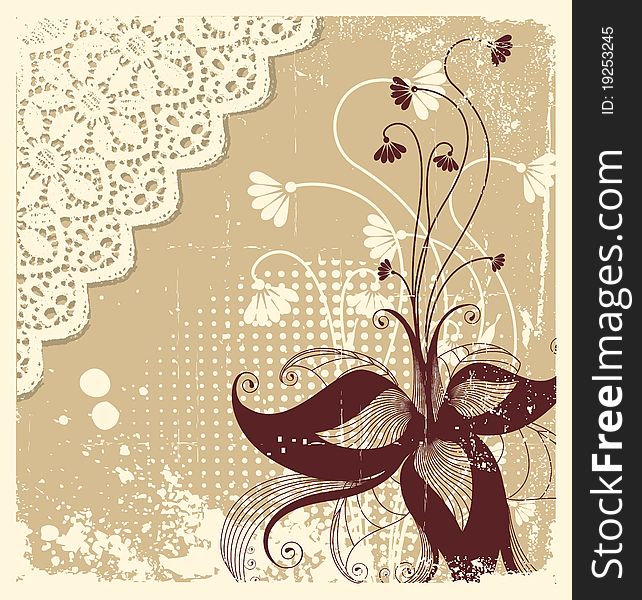 Vintage Vector floral decoration .Flowers background for text. Vintage Vector floral decoration .Flowers background for text