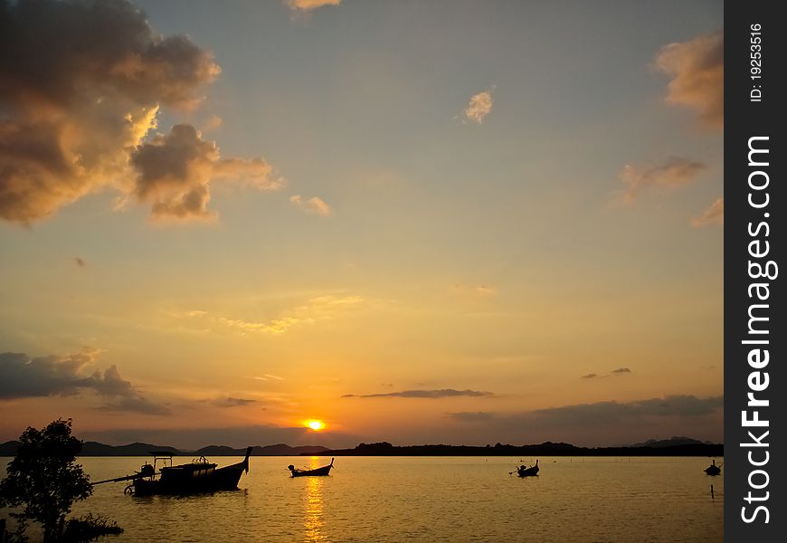 The evening sky with the sea. The evening sky with the sea