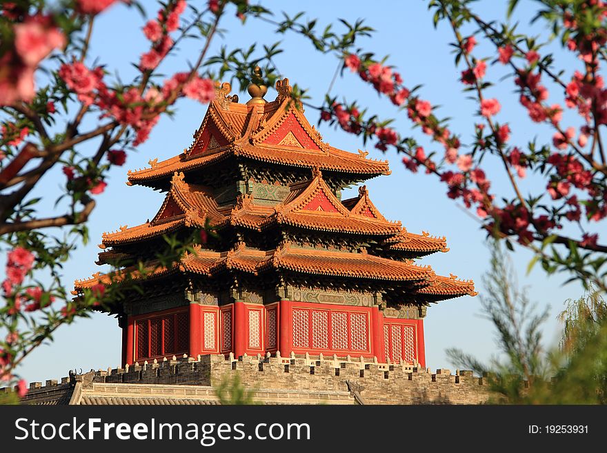 The corner tower of the forbidden city
