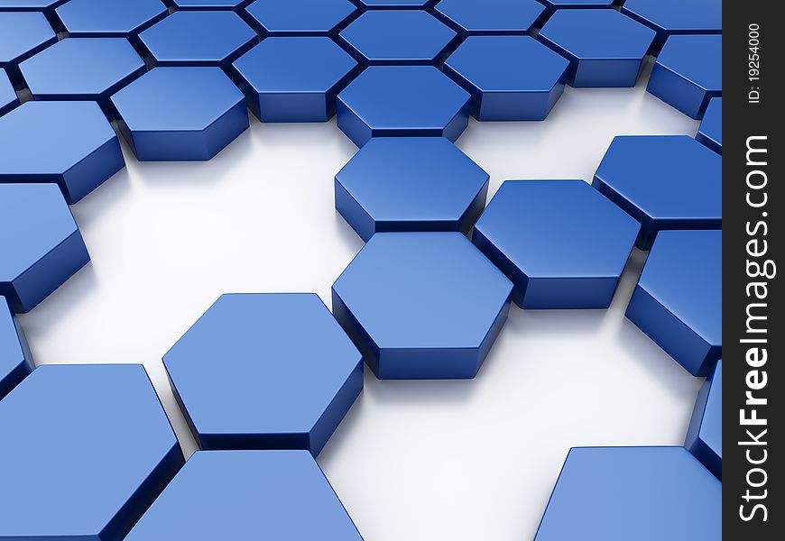 Abstract blue metallic background with hexagons and holes. Abstract blue metallic background with hexagons and holes