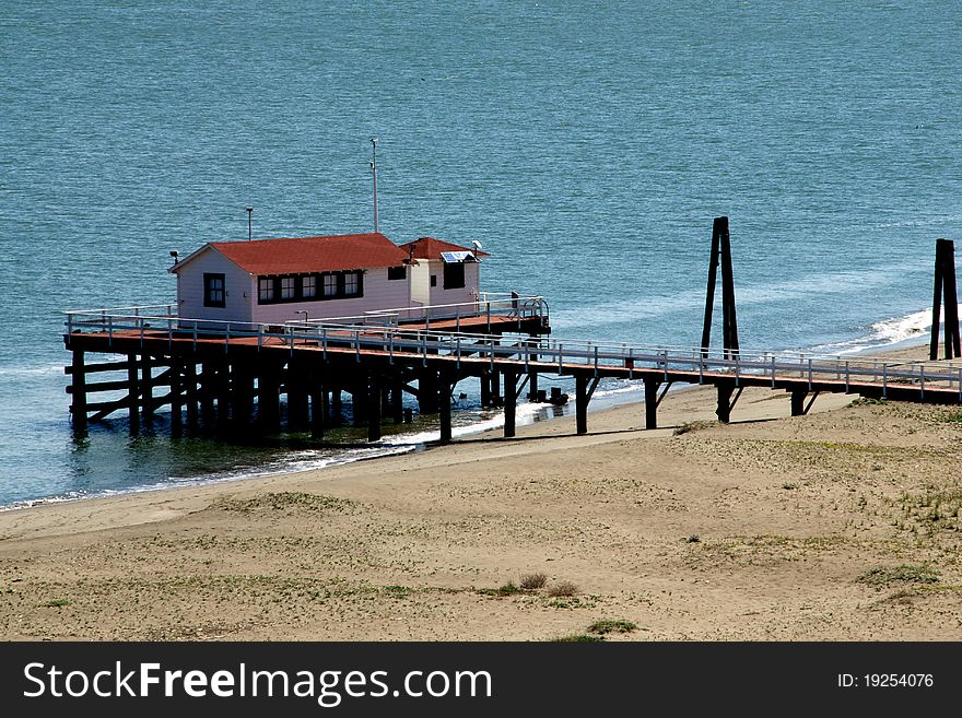 House and pier in san francisco's beach. House and pier in san francisco's beach