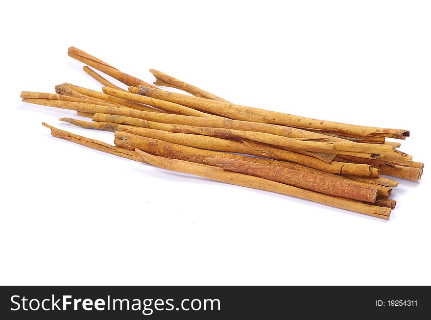 Cinnamon bark on a white background