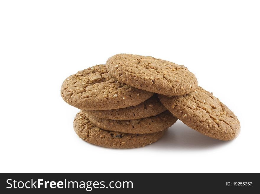 Wheaten cookies on the isolated white background