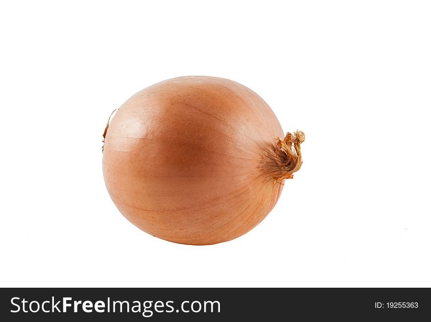 Golden onions on the isolated white background