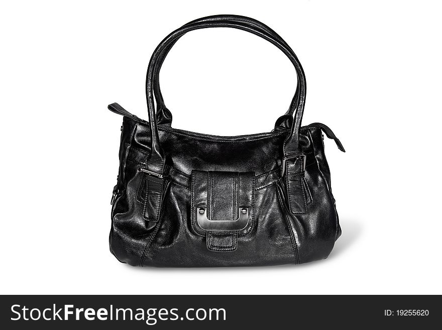 Black handbag isolated on white background