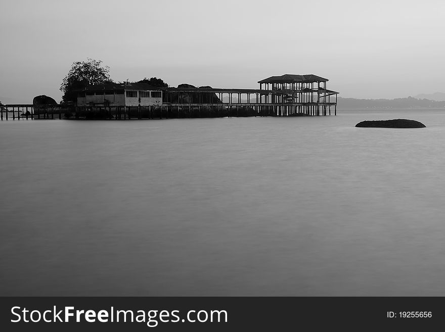 Jetty on black and white. Jetty on black and white