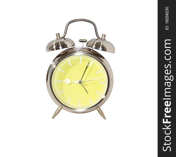 Yellow clock isolated on white background