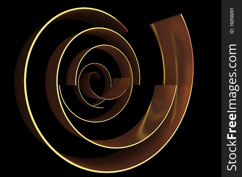 Abstract gold curves in the dark