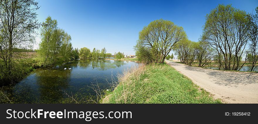 Panorama of beautiful country village. Panorama of beautiful country village