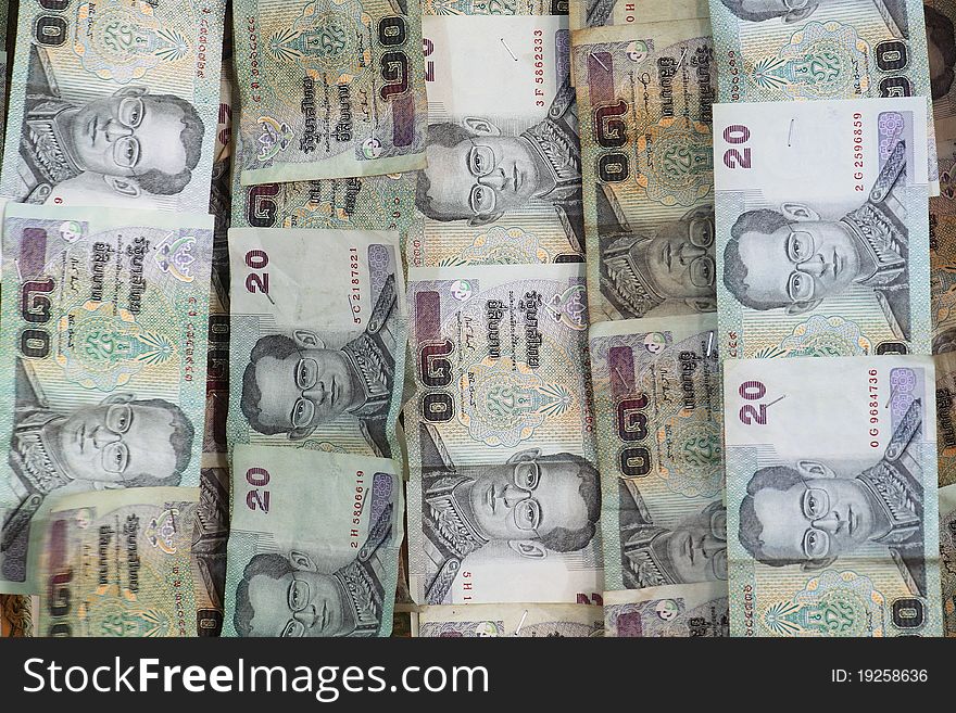 Thai banknote display as background. Thai banknote display as background