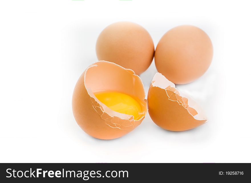 A lot of eggs on a white background