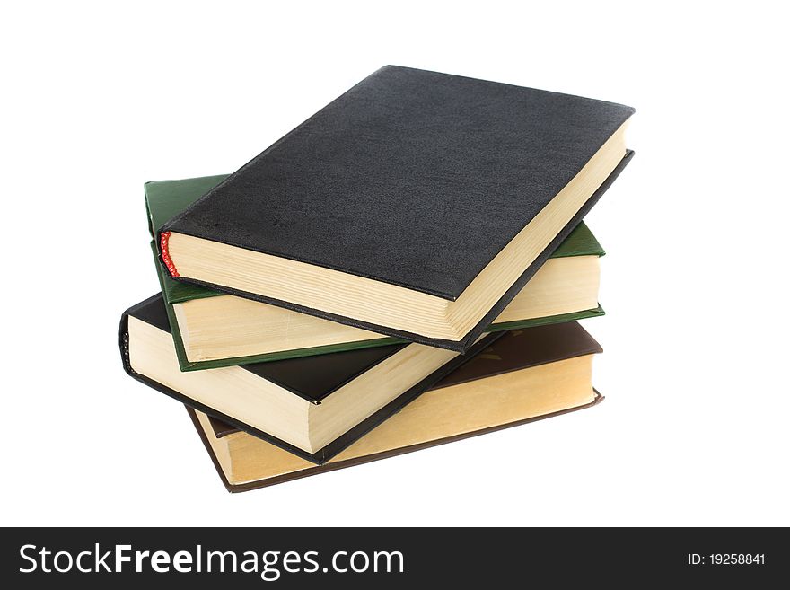 Group Of Old Books On White Background