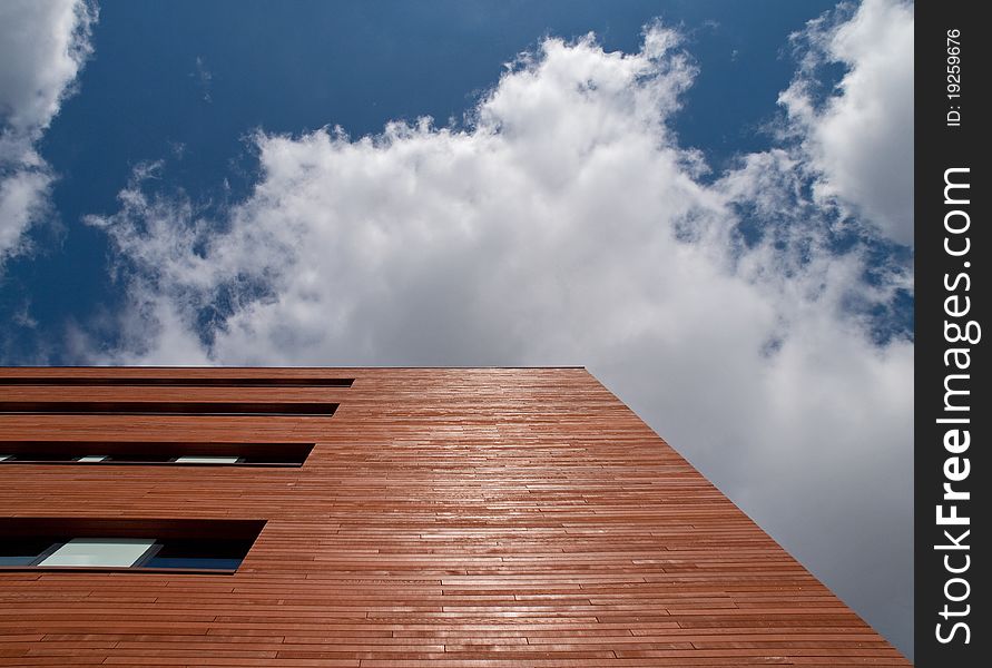 An office with a timber facade in the modern office park organized Beukenhorst South in Hoofddorp, Netherlands. An office with a timber facade in the modern office park organized Beukenhorst South in Hoofddorp, Netherlands.